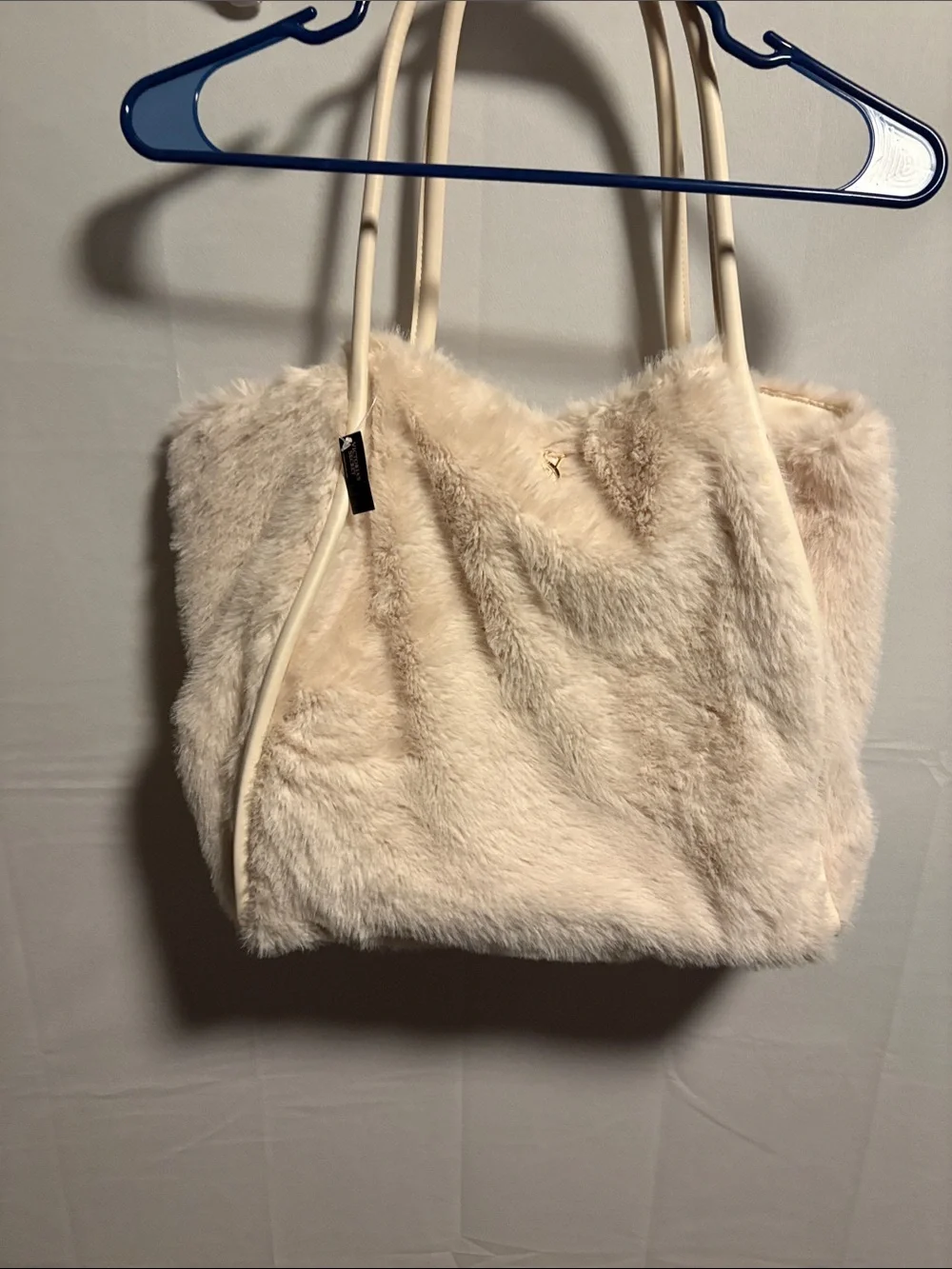 Victoria's Secret Cream Faux Fur Tote Bag
